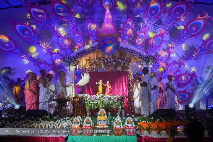 Their Lordships on the peacock-themed festival stage