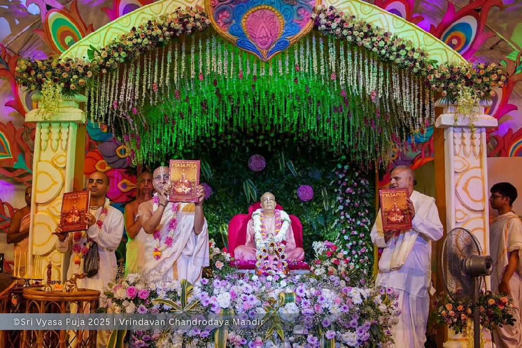 Vyasa Puja, The 129th Appearance Day of Srila Prabhupada, was celebrated today at Vrindavan Chandrodaya Mandir.